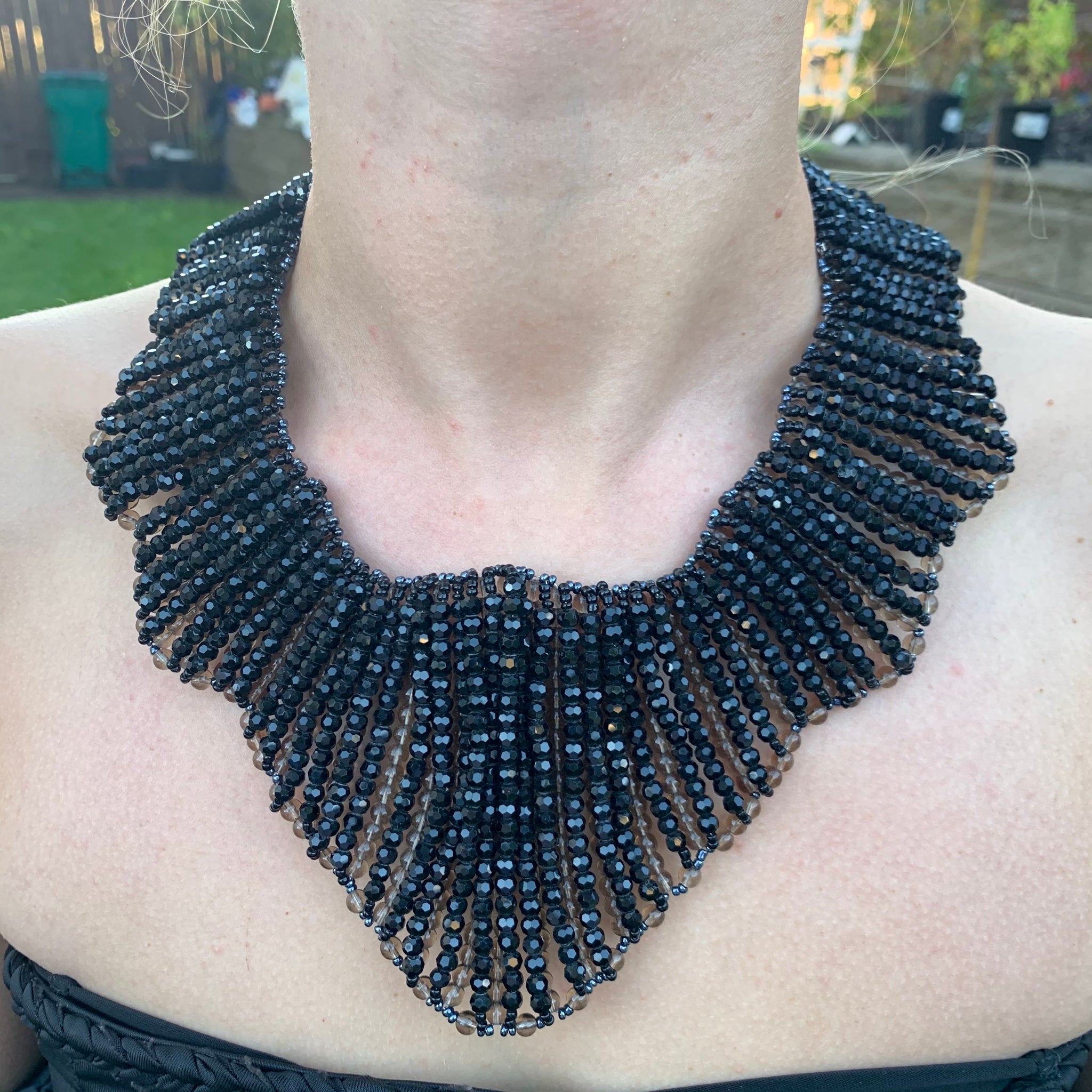 Handmade Collar Necklace 20" Black Bead Stole Collar Choker Jewelry