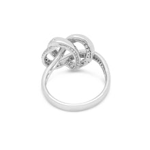 18K White Gold Infinity Knot Heart Ring | Natural Diamond Pavé & Flush Swirl Design | Romantic Promise Gift