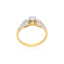 18K Yellow Gold Bypass Engagement Ring | Natural Diamond Solitaire Center Pavé Accents | Perfect Proposal Ring