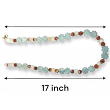 Natural Jade Rondelle Facet Bead & Agate Gemstone Necklace