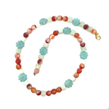 Natural Agate with Green Jade Rondelle Facet Beads Gemstone Necklace