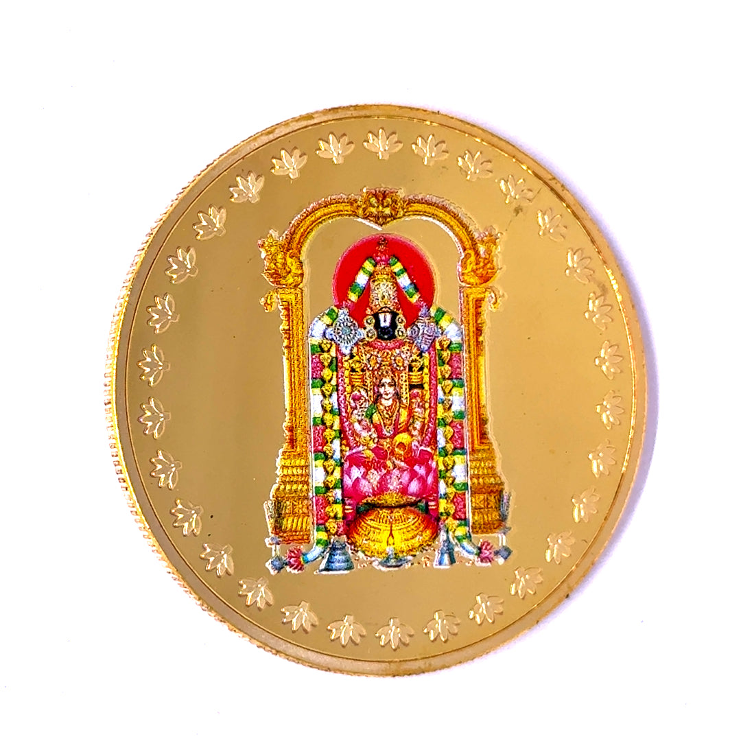 Tirupati Balaji 24K Gold Plated Coin – Divine Venkateswara Swiss Made Token for Prosperity, Protection & Blessings
