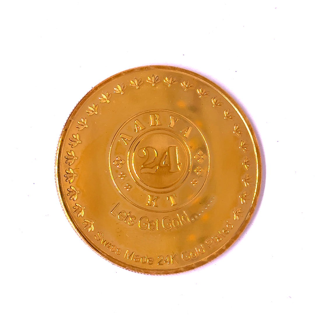 Lord Ganesha 24K Gold Plated God Coin Auspicious Swiss Made Talisman for Prosperity, Wisdom & Protection