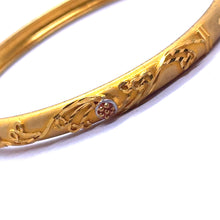 Vintage-Inspired Yellow Gold Plated Bangles with Detailed Geometric Engravings and Traditional Electroplated Gold Bangle