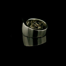 9K White Gold Signet Ring | Bold Square Bezel Solitaire | Solid Stepped Shoulders Design Jewelry