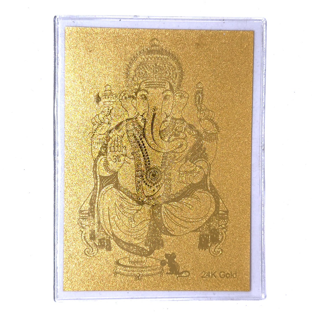 24K Premium Gold Foil Ganesh Card Blessing Gift Protection Blessing Wallet Insert Souvenir