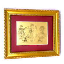 24K Gold Foil Ganesh, Lakshmi & Saraswati Blessed Gift of Prosperity, Wisdom & Fortune Divine Trio Gift Frame
