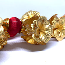 Royal 24K Gold Foil Flower Garland Embellished Satin Bauble Balls Handcrafted Divine Jewelry