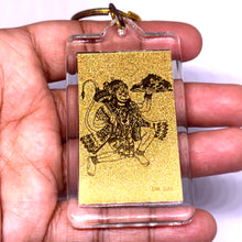 Gold 24K Foil  Hanuman Laser Engraved Keychain Warrior Deity for Strength & Protection Gift
