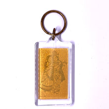 Radha Krishna 24K Gold Foil Talisman Laser Engraved Devotional Art Keychain