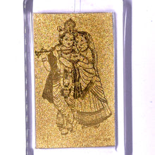 Radha Krishna 24K Gold Foil Talisman Laser Engraved Devotional Art Keychain