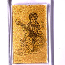 Goddess Saraswati Double-Sided 24K Gold Foil Keychain Engraved Wisdom & Spiritual Gift