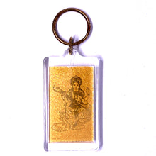 Goddess Saraswati Double-Sided 24K Gold Foil Keychain Engraved Wisdom & Spiritual Gift