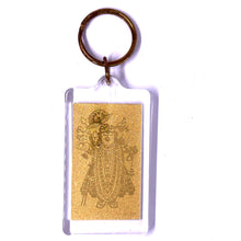Shreenath ji 24K Gold Foil Keychain Laser Engraved Sacred Hindu Blessing & Devotional Charm Gifting
