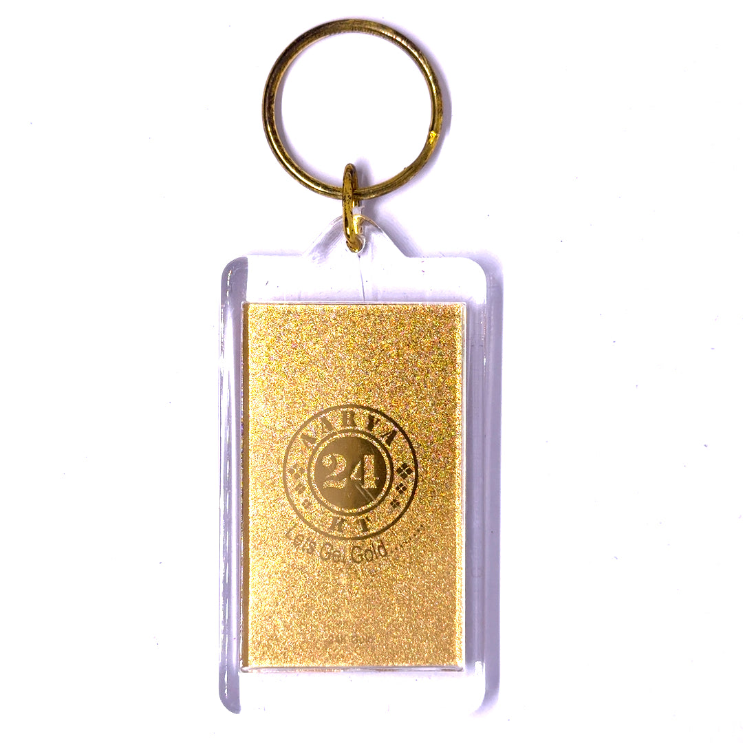 Radha Krishna 24K Gold Foil Laser Engraved Keychain in Divine Blessing for Relationships