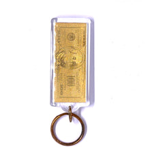 24K Gold Foil Laser 100 Dollar Engraved Keychain in Wealth & Prosperity Souvenir Gift