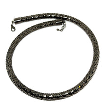 Black Gunmetal Snake Scale Tube Necklace Edgy Industrial Look Statement Necklace for Nightwear