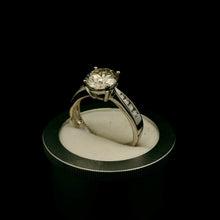 9K Yellow Gold Diamond Ring | Round Solitaire Center | Channel-Set & Pavé Band Design | Classic Bridal Elegance