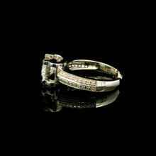 9K White Gold Diamond Engagement Ring | Round Solitaire | Channel-Set Double Band | Classic Bridal Design