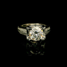 9K White Gold Diamond Engagement Ring | Round Solitaire | Channel-Set Double Band | Classic Bridal Design