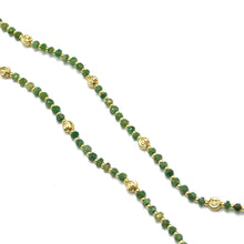 Royal Emerald Natural 4mm with 925 Sterling Silver Station Necklace Faceted Rondelle Beaded Gemstone Charms May Birthstone