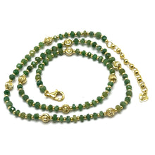 Royal Emerald Natural 4mm with 925 Sterling Silver Station Necklace Faceted Rondelle Beaded Gemstone Charms May Birthstone