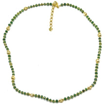 Royal Emerald Natural 4mm with 925 Sterling Silver Station Necklace Faceted Rondelle Beaded Gemstone Charms May Birthstone