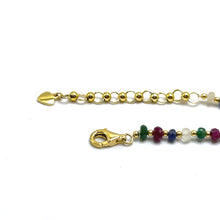 Sterling Silver 925 Station Necklace with Natural Emerald Ruby Sapphire Precious 4mm Faceted Rondelle Beaded Gemstone Harmony Stone