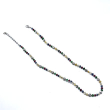 Premium 925 Sterling Silver Station Necklace with Natural Ruby Emerald Sapphire Mix 4mm Faceted Rondelle Beads Gemstone Balance Energy