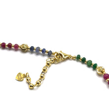 Heritage 925 Sterling Silver Station Necklace with Natural Sapphire Ruby Emerald 4mm Faceted Rondelle Beads Gemstone Harmony Stone