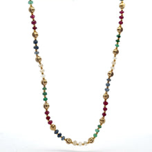 Heritage 925 Sterling Silver Station Necklace with Natural Sapphire Ruby Emerald 4mm Faceted Rondelle Beads Gemstone Harmony Stone