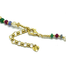 Sterling Silver 925 Station Necklace with Natural Mix Precious 4mm Faceted Rondelle Beaded Gemstone Balance Energy