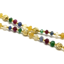 Sterling Silver 925 Station Necklace with Natural Mix Precious 4mm Faceted Rondelle Beaded Gemstone Balance Energy