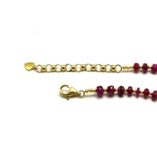 4.5mm Natural Ruby with 925 Sterling Silver Station Necklace Faceted Rondelle Beaded Gemstone Passion Jewel