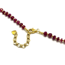 4.5mm Natural Ruby with 925 Sterling Silver Station Necklace Faceted Rondelle Beaded Gemstone Passion Jewel