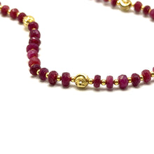 4.5mm Natural Ruby with 925 Sterling Silver Station Necklace Faceted Rondelle Beaded Gemstone Passion Jewel