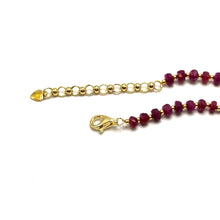 Natural Ruby 4.5mm with 925 Sterling Silver Station Necklace Faceted Rondelle Beaded Gemstone Energy Stone