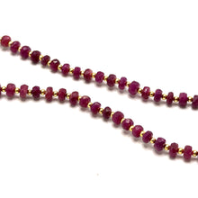 Natural Ruby 4.5mm with 925 Sterling Silver Station Necklace Faceted Rondelle Beaded Gemstone Energy Stone