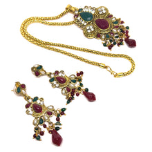 Royal Traditional Pattern Gold Plated Necklace, Earring Jewelry Set
