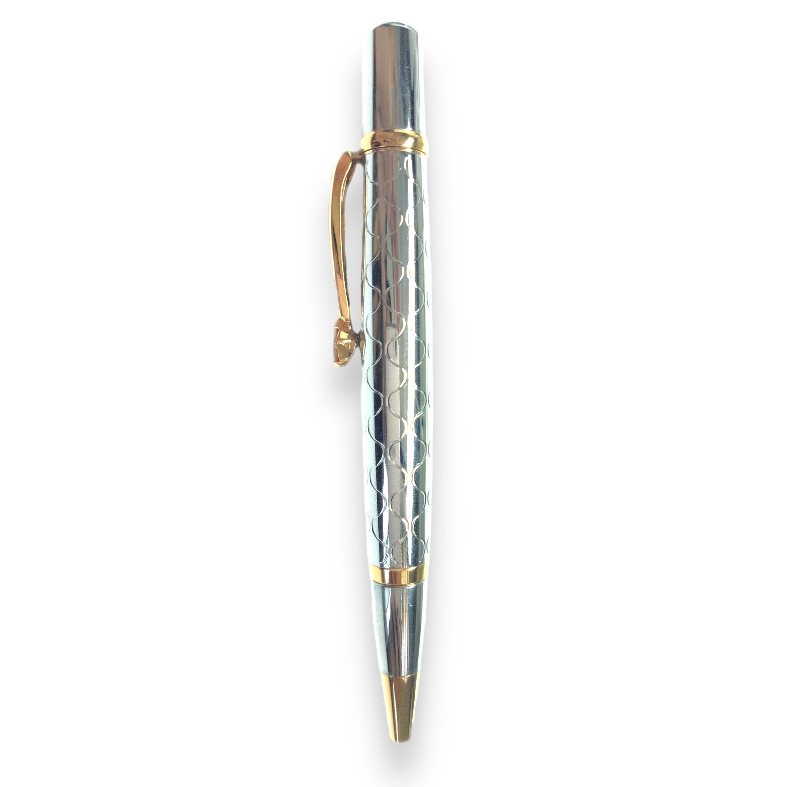 Luxury Gold Handcrafted Writing Pen With Inlay Wavy Design