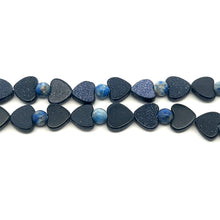 Natural Sunstone Heart with Lapis Lazuli 4mm Ball Gemstone Necklace