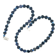 Natural Sunstone Heart with Lapis Lazuli 4mm Ball Gemstone Necklace