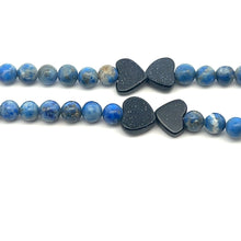 Natural Sodalite Ball with Silver Sunstone Heart Gemstone Necklace