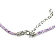 White Glass Drop Stone 16mm With Purple Twisted Cord Pendant Necklace Designed For Elegant Styling And Calm Visual Appeal