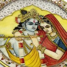 24K Gold Marble Handcrafted Enamel Radha Krishna 9” Plate