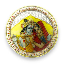 24K Gold Marble Handcrafted Enamel Radha Krishna 9” Plate