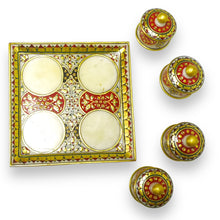 Marble 24K Gold Handcrafted 4 Piece Bowl & Tray Set