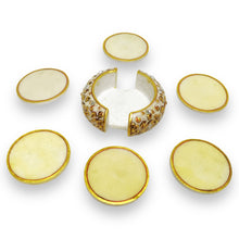 24K Gold Marble Handcrafted 6 Piece Coaster Stand Set