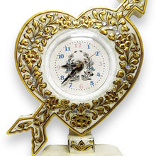 Marble 24K Gold Handcrafted Heart Arrow Table Clock