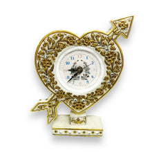 Marble 24K Gold Handcrafted Heart Arrow Table Clock